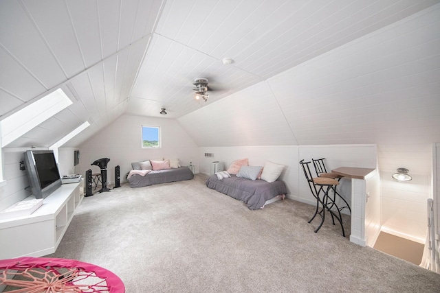 828 Russmiller Loop, Brooklyn, MI 49230 - bedroom with carpet, vaulted ceiling, and a ceiling fan