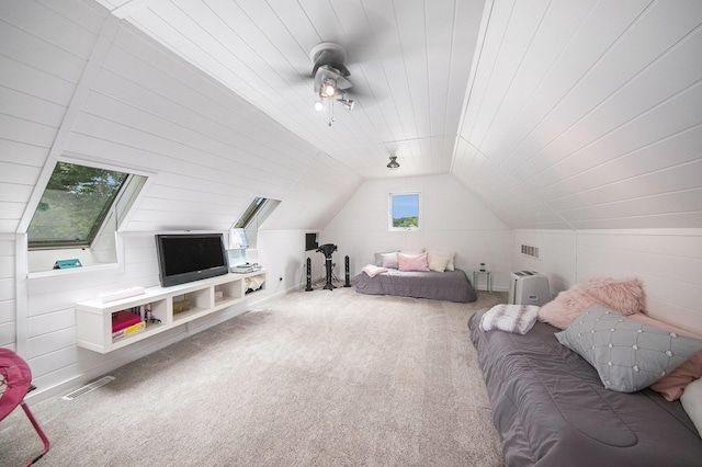 828 Russmiller Loop, Brooklyn, MI 49230 - carpeted living area featuring lofted ceiling and wooden ceiling