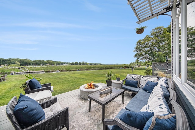 828 Russmiller Loop, Brooklyn, MI 49230 - view of patio featuring an outdoor living space with a fire pit