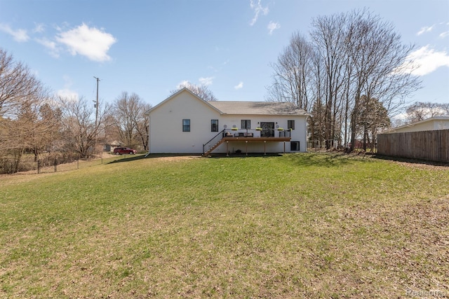 619 N Watkins, Perry, MI 48872 - back of house with a wooden deck and stairs