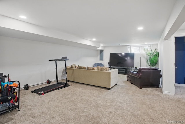 619 N Watkins, Perry, MI 48872 - living area with carpet floors and recessed lighting