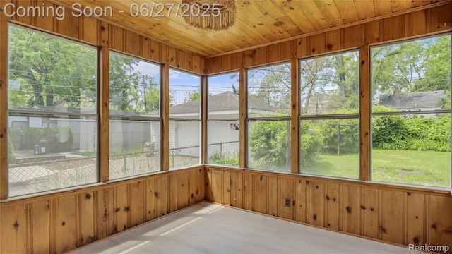 322 S Manitou Ave, Troy, MI 48017 - unfurnished sunroom with wooden walls and wood ceiling