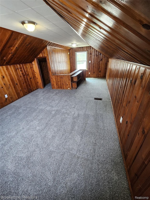 8428 Rosemont Ave, Dearborn Heights, MI 48228 - bonus room with wood walls, vaulted ceiling, and carpet