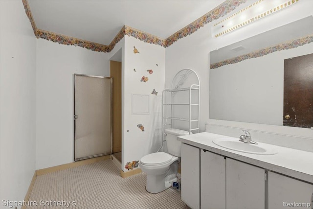 27671 W Echo Vly, Farmington Hills, MI 48334 - bathroom with a stall shower, vanity, and tile patterned flooring