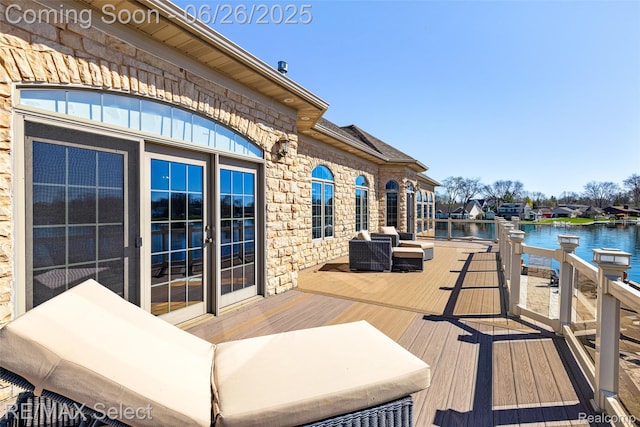 13229 Enid Blvd, Fenton, MI 48430 - wooden deck featuring a water view