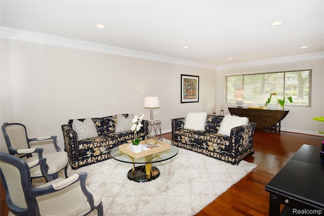 142 E Hickory Grove Rd Unit 3, Beverly Hills, MI 48304 - living room featuring crown molding, wood finished floors, and recessed lighting