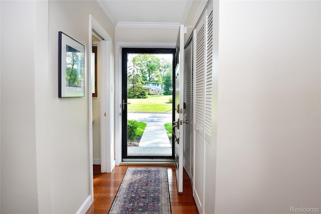142 E Hickory Grove Rd Unit 3, Beverly Hills, MI 48304 - entryway with crown molding and dark wood-style floors