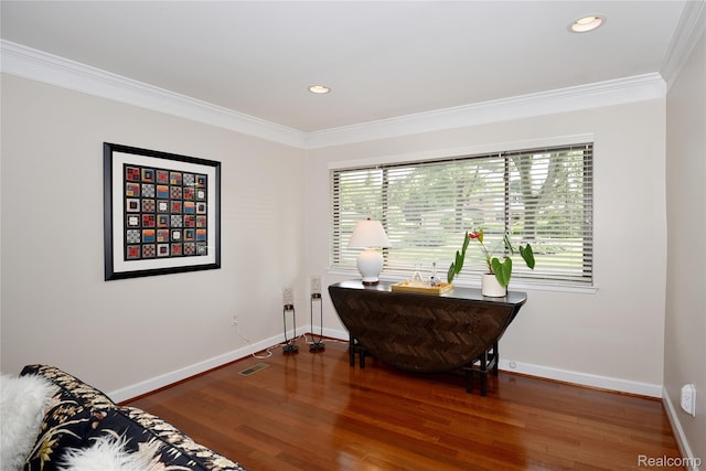 142 E Hickory Grove Rd Unit 3, Beverly Hills, MI 48304 - home office with ornamental molding, wood finished floors, and recessed lighting