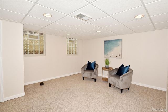 142 E Hickory Grove Rd Unit 3, Beverly Hills, MI 48304 - sitting room with recessed lighting, carpet, and a drop ceiling