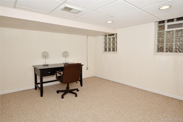142 E Hickory Grove Rd Unit 3, Beverly Hills, MI 48304 - carpeted office space with a paneled ceiling and recessed lighting