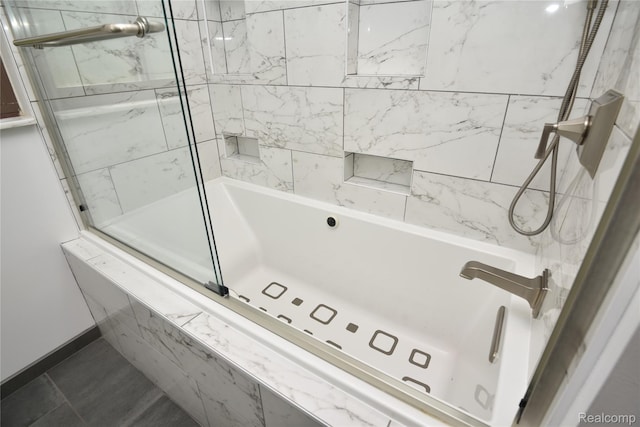 142 E Hickory Grove Rd Unit 3, Beverly Hills, MI 48304 - bathroom with a combined bath / shower with marble appearance and baseboards