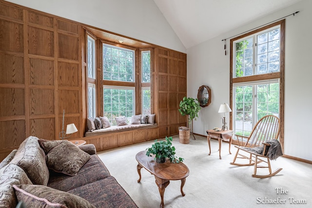 175 Honey Creek Ave NE, Ada, MI 49301 - sitting room with carpet flooring and high vaulted ceiling