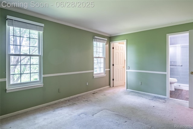 24475 Jamestowne Rd, Novi, MI 48375 - unfurnished bedroom with ornamental molding, carpet, and connected bathroom