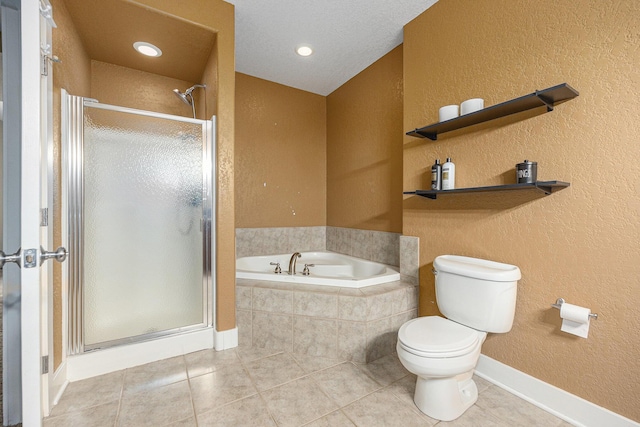 7068 Jasper Dr, Hudsonville, MI 49426 - bathroom with a garden tub, a shower stall, tile patterned floors, and a textured wall