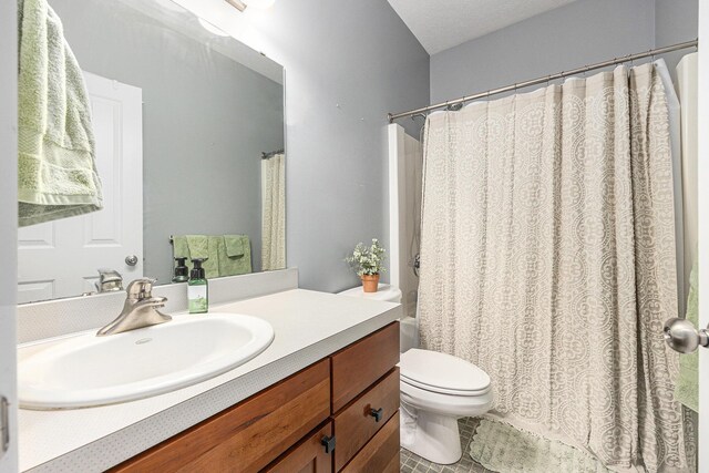 7068 Jasper Dr, Hudsonville, MI 49426 - full bath with vanity, a shower with shower curtain, and tile patterned flooring