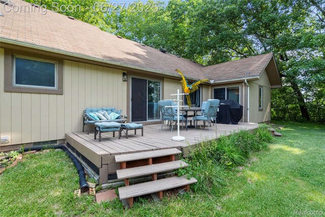 1500 Rustic Ln, Commerce Twp, MI 48390 - deck featuring a yard, a grill, and outdoor dining area