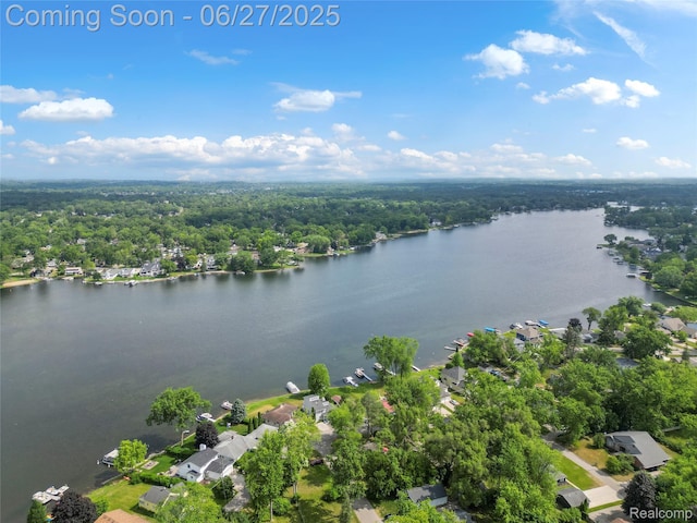 1500 Rustic Ln, Commerce Twp, MI 48390 - aerial view of residential area featuring a nearby body of water and a heavily wooded area