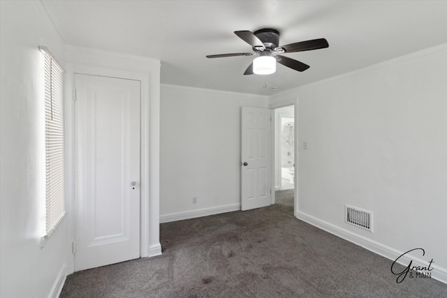 16630 Tracey St, Detroit, MI 48235 - unfurnished bedroom with carpet floors, ornamental molding, and a ceiling fan