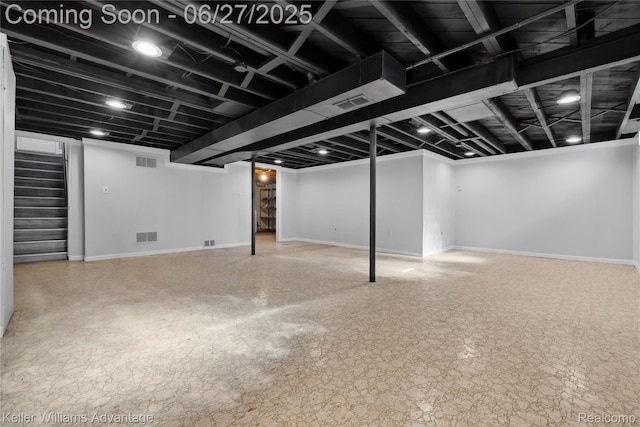 36669 Pinetree St, Livonia, MI 48150 - finished basement featuring stairway and baseboards
