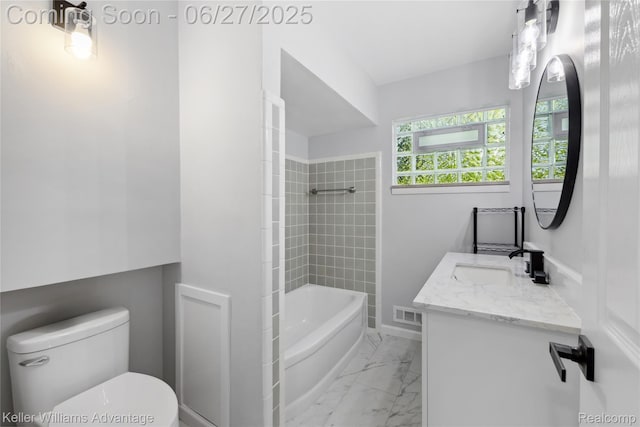 36669 Pinetree St, Livonia, MI 48150 - bathroom with vanity, marble finish flooring, and shower / washtub combination