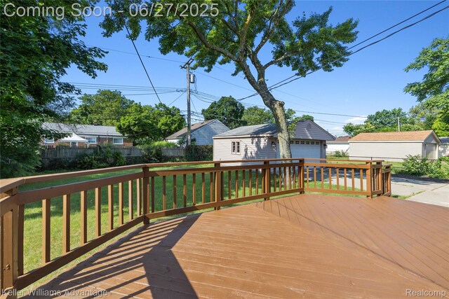 36669 Pinetree St, Livonia, MI 48150 - wooden deck featuring a garage and an outdoor structure