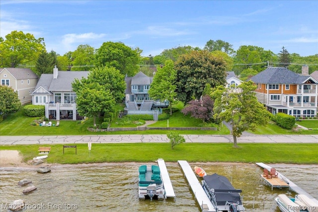 2222 Garland St, Sylvan Lake, MI 48320 - dock area featuring a yard and a water view