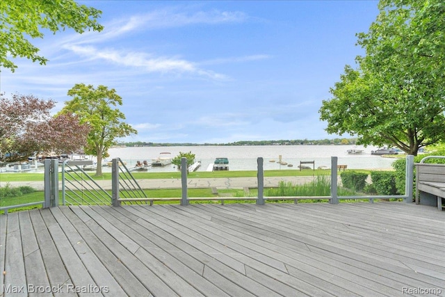 2222 Garland St, Sylvan Lake, MI 48320 - wooden deck featuring a water view