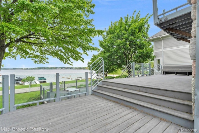 2222 Garland St, Sylvan Lake, MI 48320 - wooden deck featuring a water view