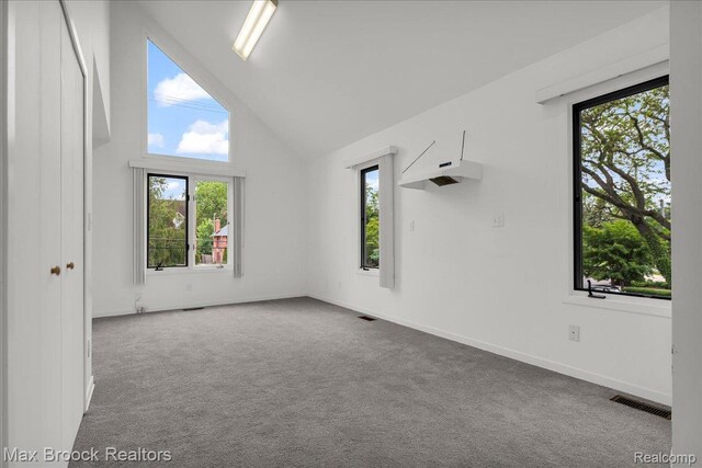 2222 Garland St, Sylvan Lake, MI 48320 - spare room with carpet floors, plenty of natural light, and high vaulted ceiling