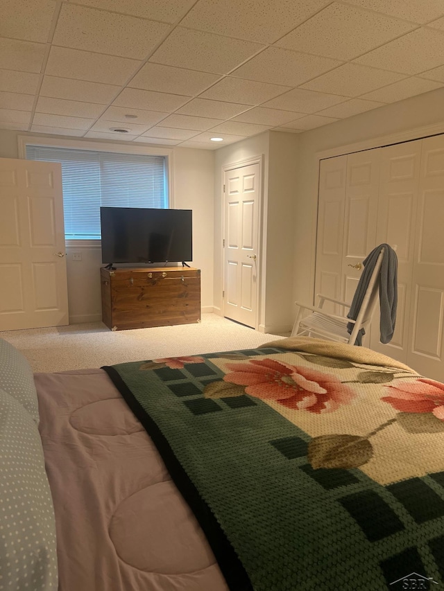 13 E Grove Ct, Freeland, MI 48623 - carpeted bedroom with a drop ceiling and a closet