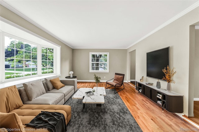 4770 Hedgewood Dr, Bloomfield Hills, MI 48301 - living room featuring crown molding and light wood finished floors