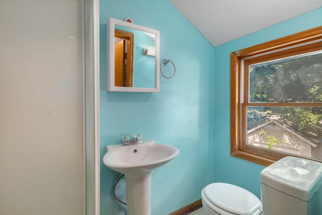109 N Lincoln Ave, Niles, MI 49120 - half bathroom with toilet and vaulted ceiling