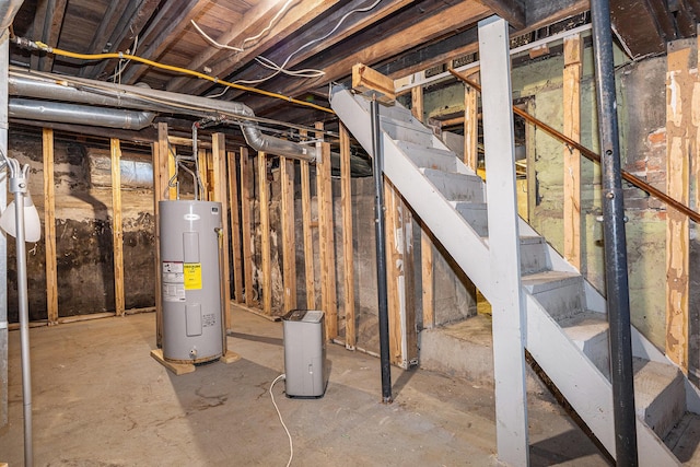 109 N Lincoln Ave, Niles, MI 49120 - unfinished below grade area with electric water heater and stairway