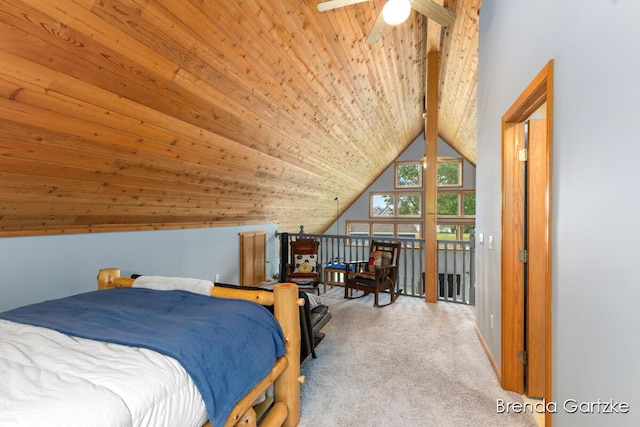 17318 Thunder Bay Ct, Howard City, MI 49329 - bedroom with carpet, vaulted ceiling, and wood ceiling