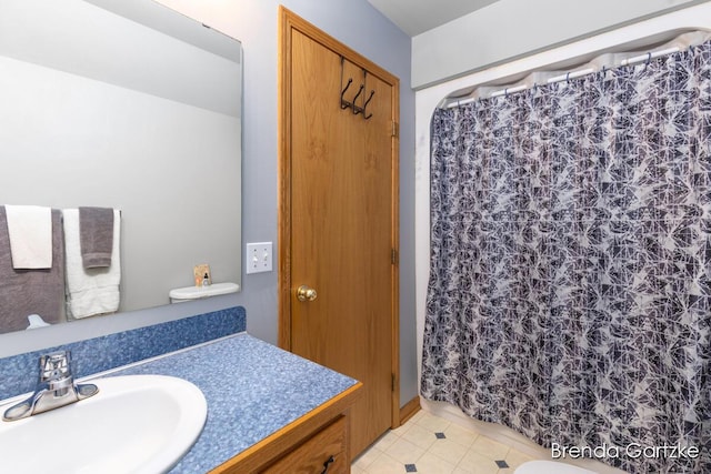 17318 Thunder Bay Ct, Howard City, MI 49329 - full bathroom featuring vanity, tile patterned floors, and a shower with shower curtain