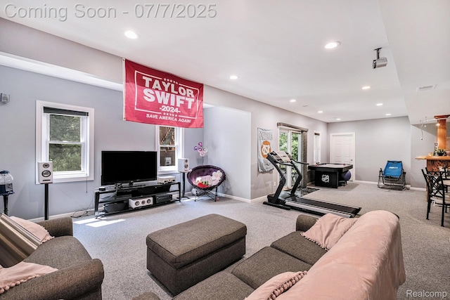 2390 Torrey Grove Ct, Fenton, MI 48430 - carpeted living area featuring healthy amount of natural light and recessed lighting