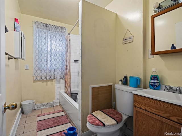 11727 Fleming St, Hamtramck, MI 48212 - bathroom featuring vanity, tile patterned floors, and shower / tub combo with curtain