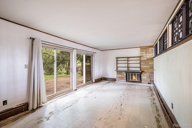 720 E Grand Blanc Rd, Grand Blanc, MI 48439 - unfurnished living room with a stone fireplace