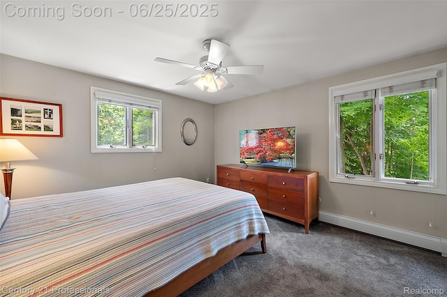 7340 Deer Lake Rd, Clarkston, MI 48346 - bedroom featuring a baseboard radiator, carpet flooring, and a ceiling fan