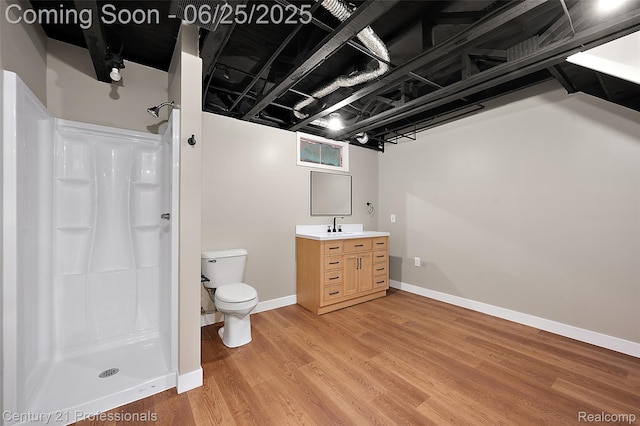 7340 Deer Lake Rd, Clarkston, MI 48346 - full bathroom featuring vanity, wood finished floors, and a shower