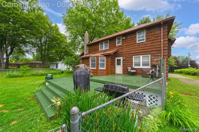 47645 Sugarbush Rd, Chesterfield, MI 48047 - back of property featuring a deck and a chimney