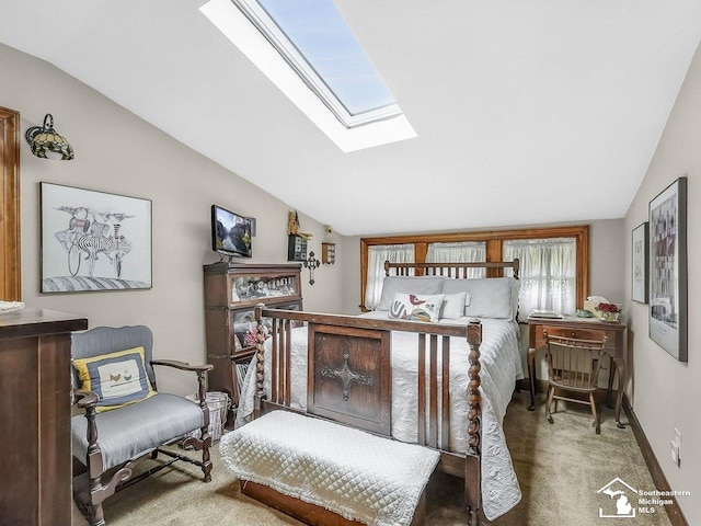 2252 W Temperance Rd, Temperance, MI 48182 - carpeted bedroom featuring lofted ceiling and a skylight