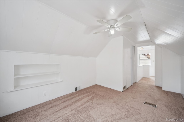 25895 Annapolis St, Dearborn Heights, MI 48125 - additional living space featuring carpet flooring, ceiling fan, lofted ceiling, and built in features
