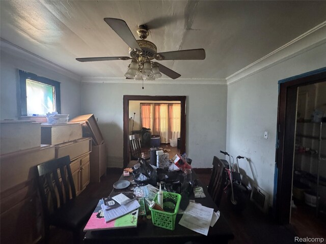 11343 Belleterre St, Detroit, MI 48204 - dining area featuring ceiling fan and crown molding