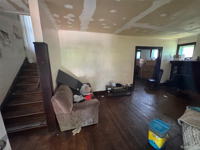 11343 Belleterre St, Detroit, MI 48204 - living area featuring wood finished floors and stairs