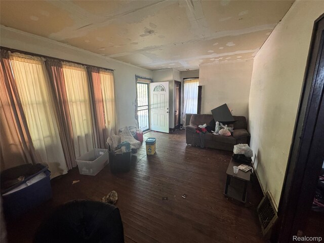 11343 Belleterre St, Detroit, MI 48204 - living area with hardwood / wood-style floors and ornamental molding