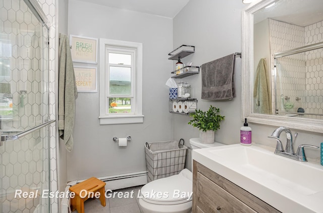 4185 Shattuck Rd, Saginaw, MI 48603 - full bathroom featuring vanity, tiled shower, and tile patterned floors