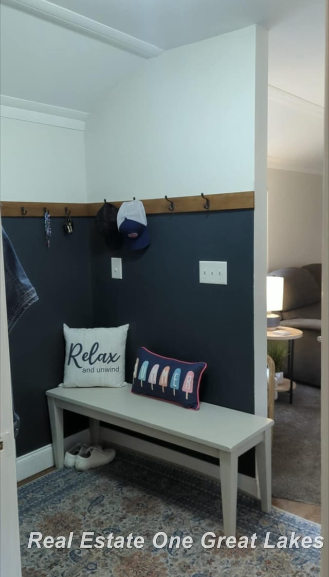 4185 Shattuck Rd, Saginaw, MI 48603 - mudroom featuring lofted ceiling