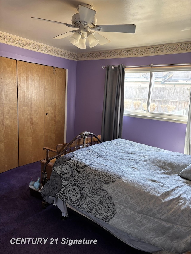 11424 Hazel Ave, Grand Blanc, MI 48439 - bedroom featuring a ceiling fan, carpet flooring, and a closet