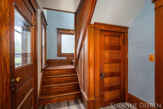 409 W Bridge St, Lyons, MI 48851 - stairway with wood finished floors